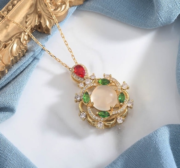S925 Silver Inlaid Natural Chrysoprase Agate Necklace