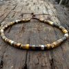 Natural Stone 42 Spacer Glitter Stone Crystal Adjustable Bracelet