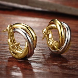 925 Silver Mosquito Coil Circle Retro Hong Kong Style Two-color Earrings