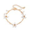Stringed Pearls Flower Pendant Bracelet