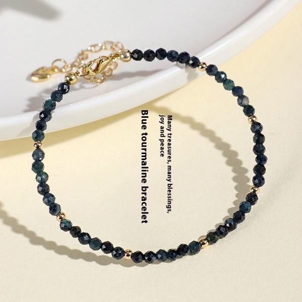 3mm Blue Tourmaline Cut Beaded Bracelet