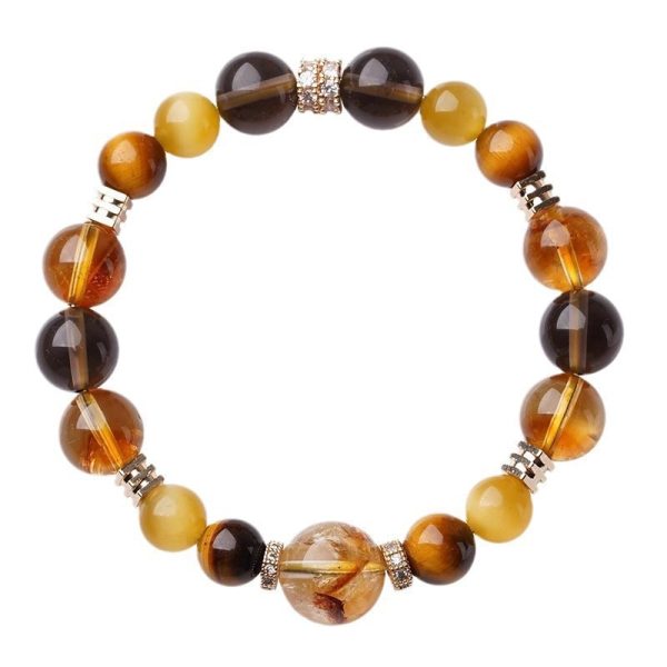 Lucky Jinba Big Comprehensive Natural Yellow Tower Crystal Tiger-eye Bracelet