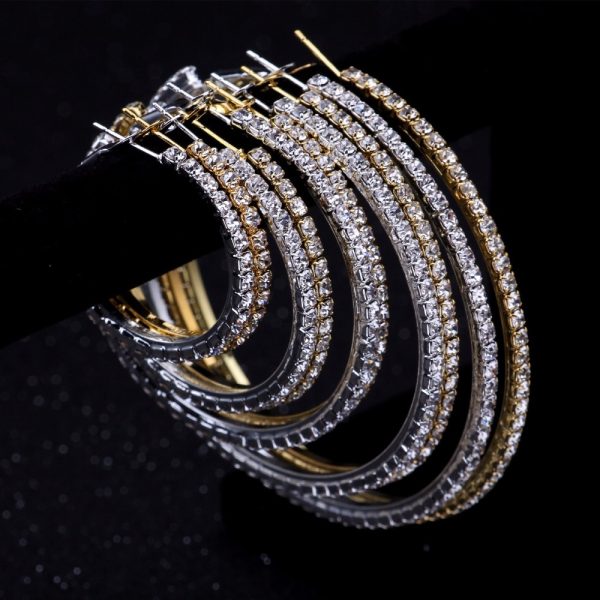 Exaggerated diamond big circle hip-hop nightclub earrings