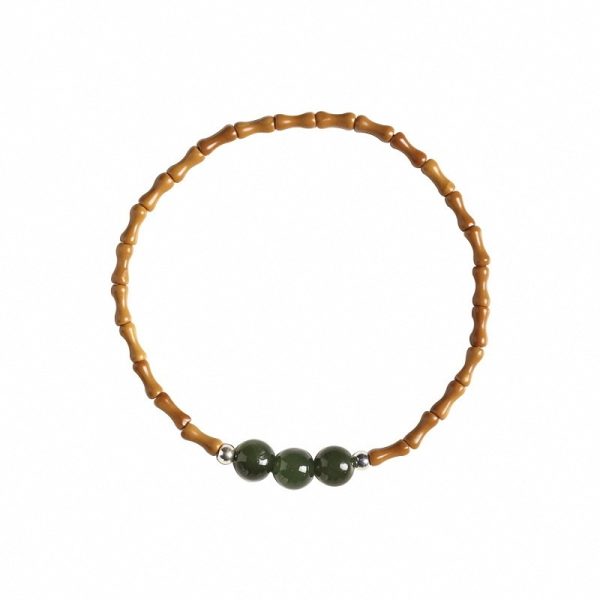 Olive Nut Bamboo Joint Hetian Jade Single Circle Bracelet Female