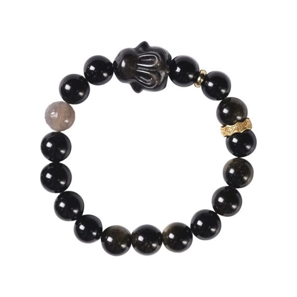 Creative Niche Cute Lying Rabbit Simple Obsidian Bracelet
