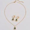 Retro Hong Kong Style Jade White Suit Necklace Earrings All-match Jewelry