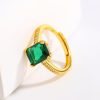 Fashion Japanese Style Simple Retro Electroplated 18K Square Zircon Ring