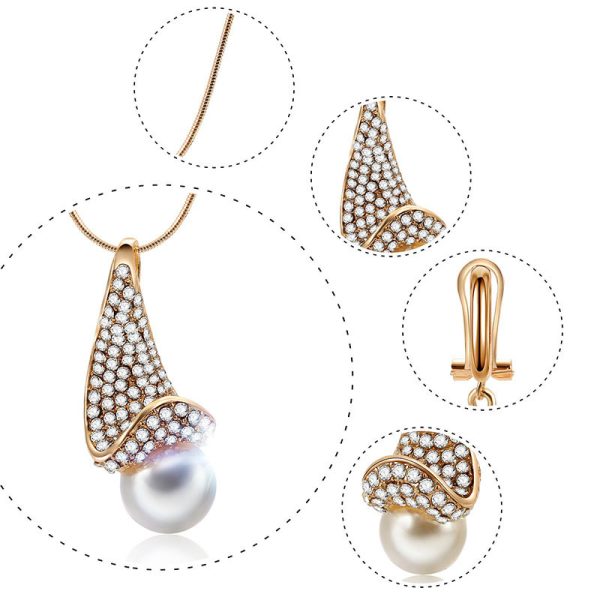 Fashion Simple Alloy Pearl Necklace Two-piece Earring Jewelry Set