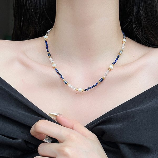 New Chinese Retro Natural Stone Pearl Crystal Necklace For Women