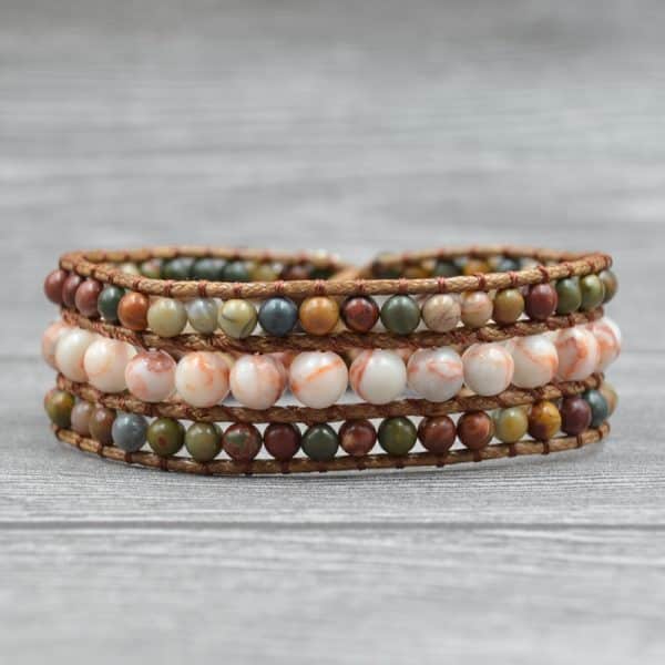 Sunflower natural stone beaded bracelet