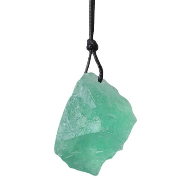 Natural Green Fluorite Pendant Rough Stone Irregular Crystal Necklace
