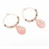 Women Fashion Natural Stone Hoop Earrings With Pink Waterdrop Stone