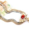 Bridal alloy four pieces of European and American double color crystal flower necklace earrings bracelet ring set 9132