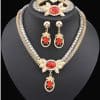 Bridal alloy four pieces of European and American double color crystal flower necklace earrings bracelet ring set 9132