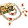 Bridal alloy four pieces of European and American double color crystal flower necklace earrings bracelet ring set 9132