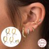 Women's Sterling Silver Stacked Earrings Set