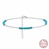 S925 Fine Silver Choker And Turquoise Combination Anklet For Women