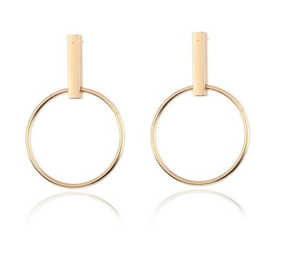 New Alloy Rectangular Sleeve Circle Ear Studs