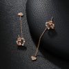Korean Version Personality Thin Copper Micro Set Zircon Texture Long Tassel Love Ear Line Earrings