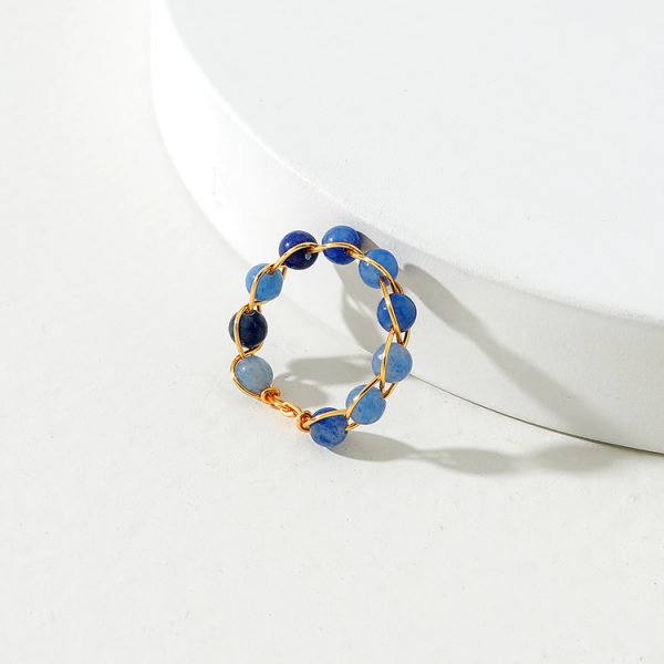 Jewelry Copper Wire Wrapped Stone Bead Ring