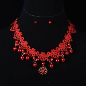 Manufacturers selling handmade cloth wedding bride freshwater pearl necklace set high-end accessories pendant set