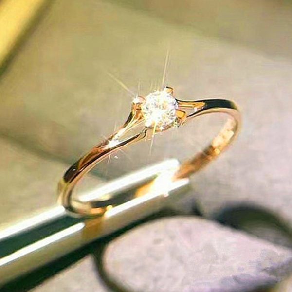OL Minimalist Zircon Women's Ring Copper Plated White Gold