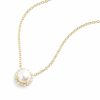 S925 Sterling Silver Round Rhinestone Pearl Pendant Clavicle Chain