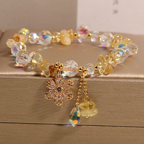 Amethyst Zircon Flower Pendant Women's Bracelet