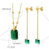 Emerald Zircon Pendant Necklace Earring Jewelry Set