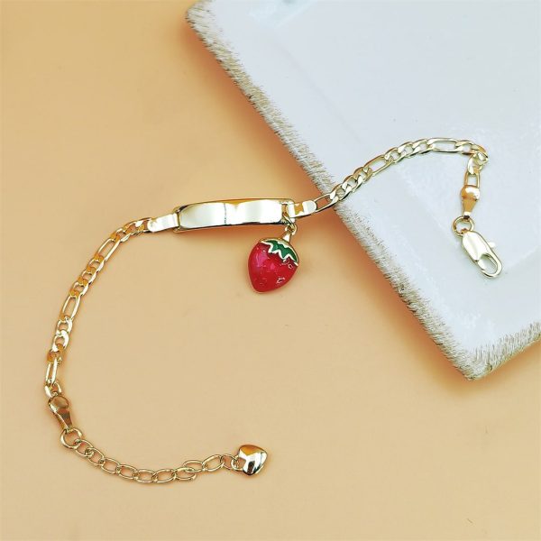 Curved Strawberry Children's Copper Plating 14K Bracelet