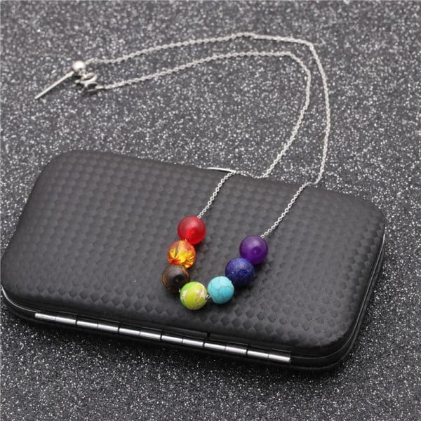 8mm Beaded Stone Pendant Necklace