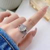 White Chalcedony Vintage Ring Versatile Personality