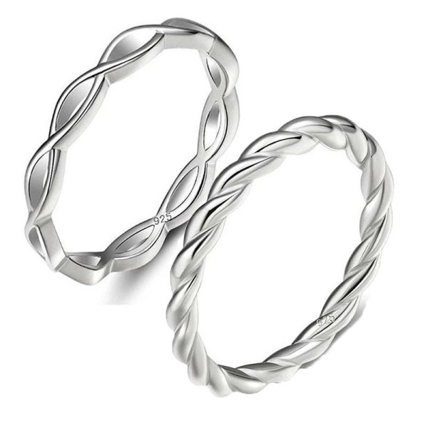 Simple Silver Jewlary Cross Twist Ring