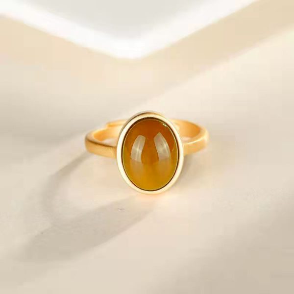 Ancient Law Gold Ring Gilding Gold Ring Red Agate