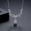 Water Drop Pendant Copper Inlaid Zircon Crystal Super Shining Necklace