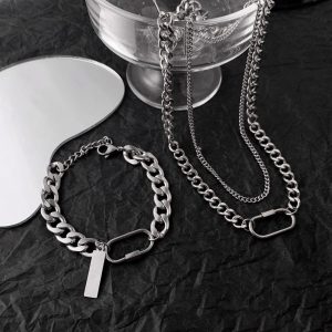 Climbing Button Carabiner Cuban Bracelet Titanium Steel Men's Domineering