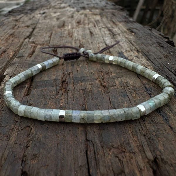 Natural Stone 42 Spacer Glitter Stone Crystal Adjustable Bracelet