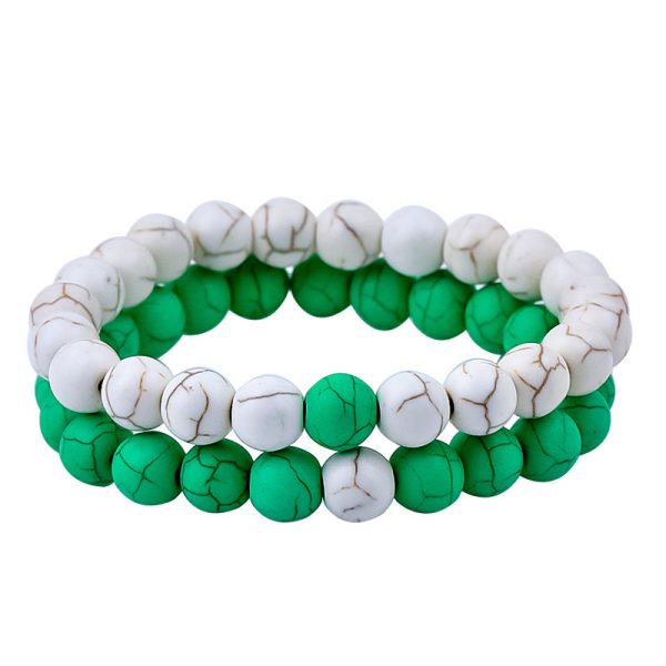 Men's Women's Natural Stone Bead Bracelet Frosted Stone