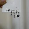 Sweet And Cool Six-piece Earring Set Black Heart