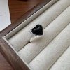 S925 Sterling Silver Niche Design Heart Agate Ring