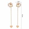 Korean Version Personality Thin Copper Micro Set Zircon Texture Long Tassel Love Ear Line Earrings