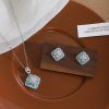 Natural Turquoise Four-leaf Flower Pearl Necklace Ear Stud
