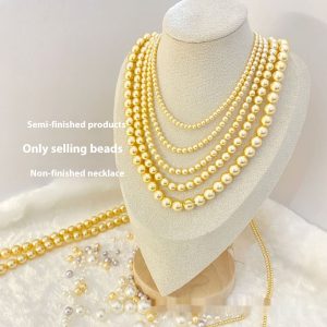 Straight Hole Glass Pearl Clothing Accessories Beaded