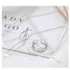 Silver Plated Female Simple And Elegant Geometric Cross Ring