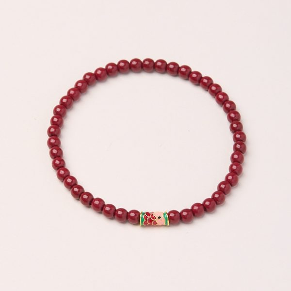 Tigereye Small Fish Pendant Handmade Beaded Bracelet
