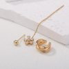 Gold Fashion Personality Small Irregular Flower Pin Three-piece Set Of Copper Micro-inlaid Zircon Earrings