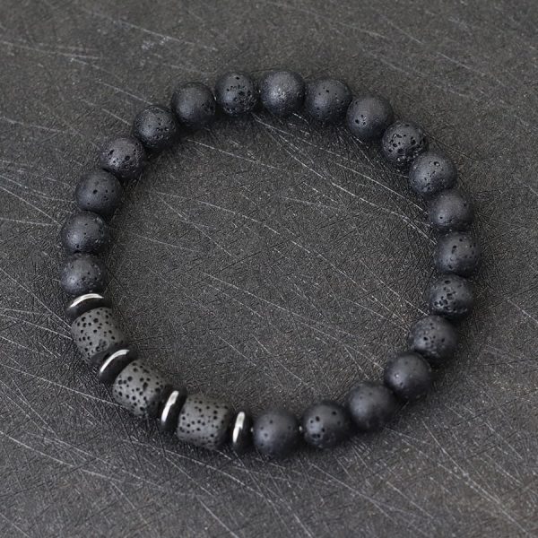 Natural Tiger Eye Volcanic Rock Beaded Bracelet