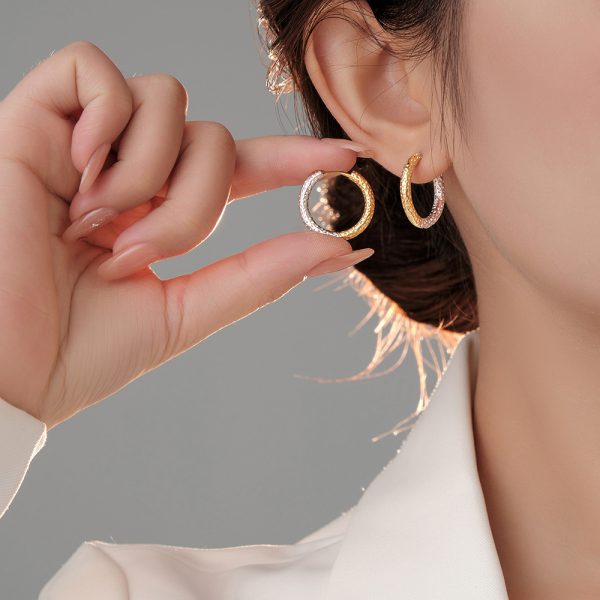 S925 Silver Irregular Texture Circle Ear Clip