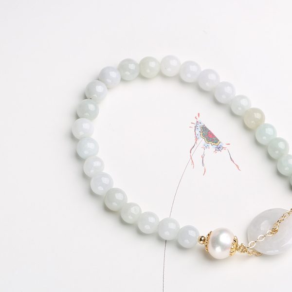 Natural Emerald Peace Buckle Pearl Bracelet For Women