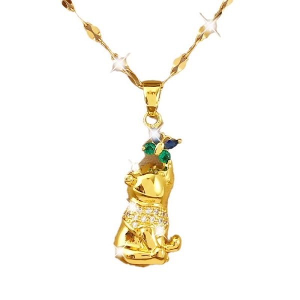 Micro Inlaid Zircon Bear Butterfly Temperament Entry Lux Necklace